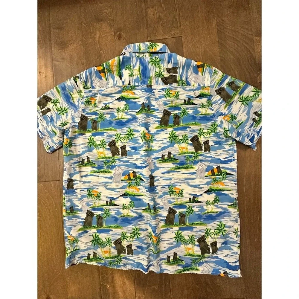 CSTL Men's Hawaiian Shirt L Tiki‎ Graphic Print Short Sleeve Casual
